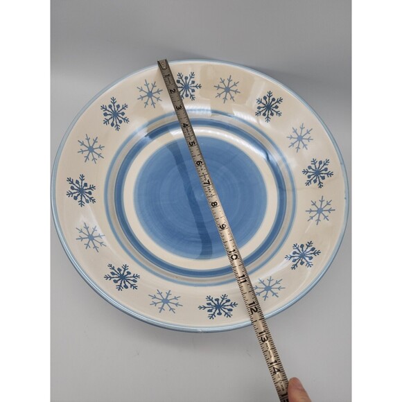 St. Nicholas Square WINTER FROST 12.5" Round 2.5 qt Serving Bowl Blue Snowflakes - Picture 3 of 12